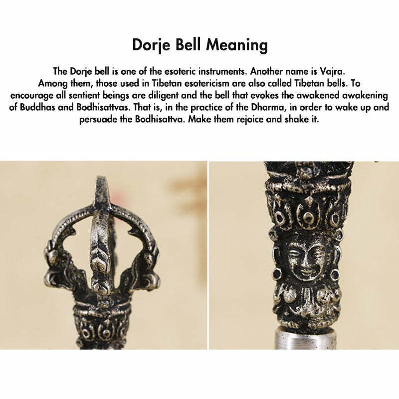 Tibetan Meditation Bell and Vajra Dorje Copper Decoration Set