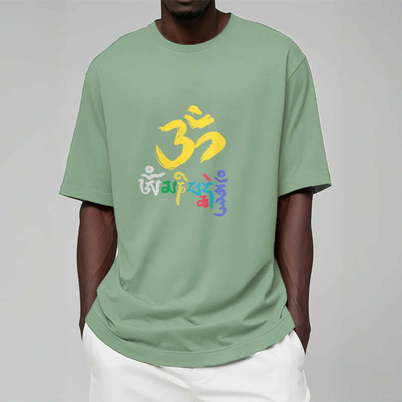 Colorful Om Mani Padme Hum Cotton Tee T-shirt