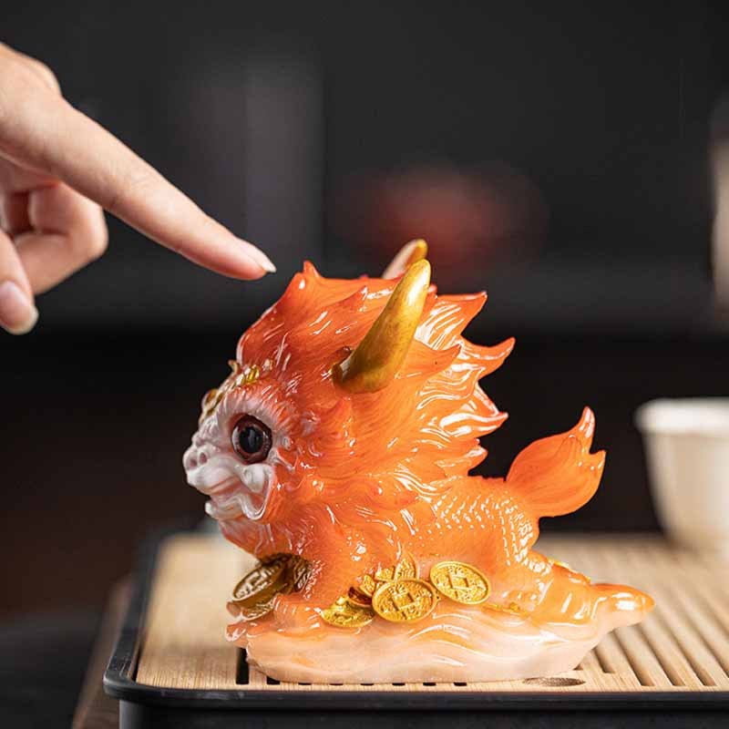 Color Changing Small Kirin Resin Tea Pet Home Figurine Decoration