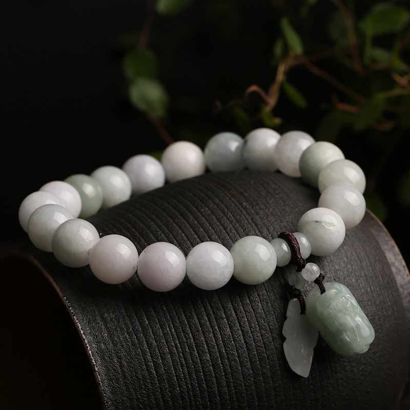 Natural Jade Pi Xiu mystic zen Gourd Apple Success Bracelet