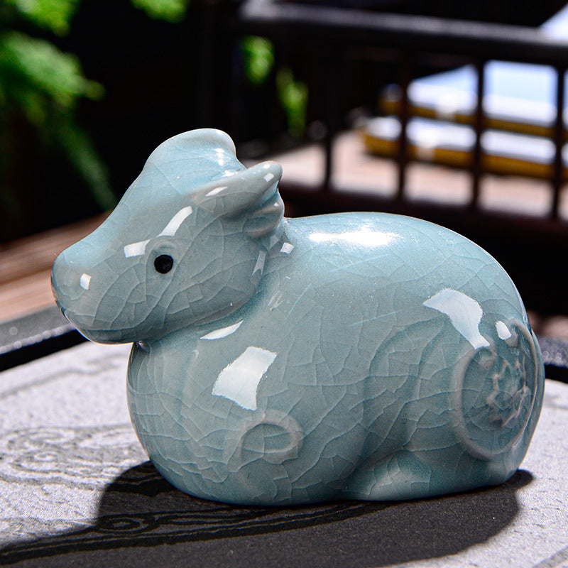 Chinese Zodiac Wealth Ceramic Tea Pet Home Figurine Decoration