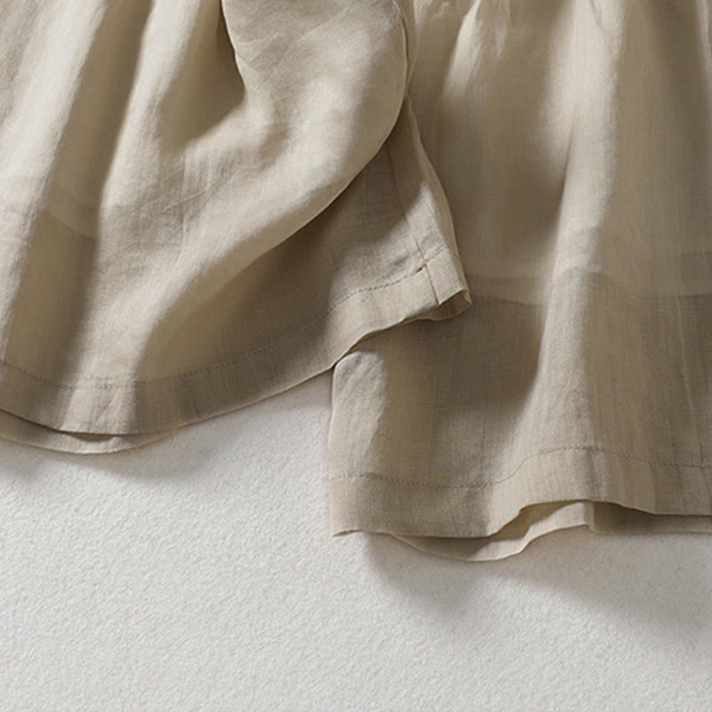 Solid Color Lace-up Cotton Linen Women's Wide Leg Pants