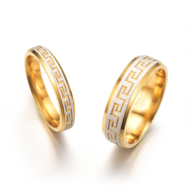 Tibetan Great Wall Pattern Titanium Steel Balance Ring