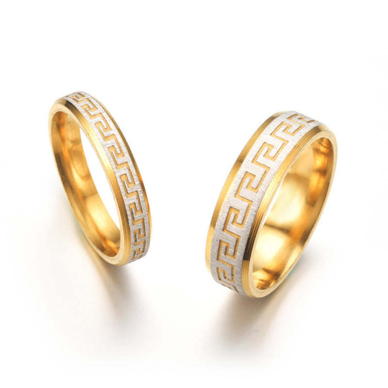 Tibetan Great Wall Pattern Titanium Steel Balance Ring