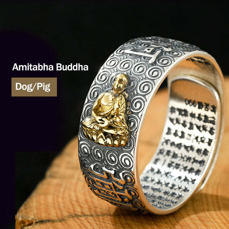 Chinese Zodiac Natal mystic zen Wealth Luck Adjustable Ring