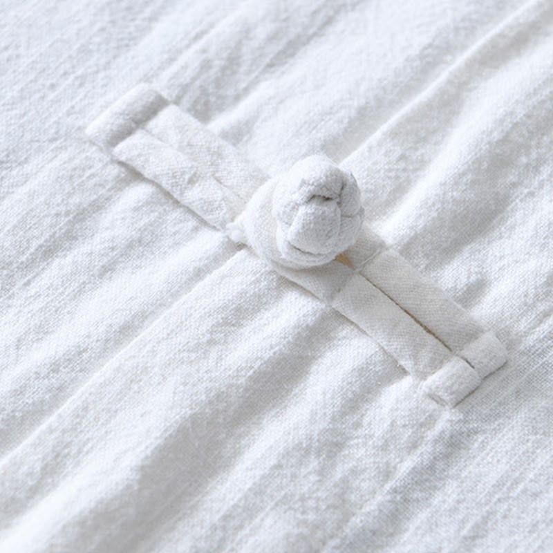 Frog-Button Chinese Tang Suit Ramie Linen Cotton Men Jacket Shirt With Pockets