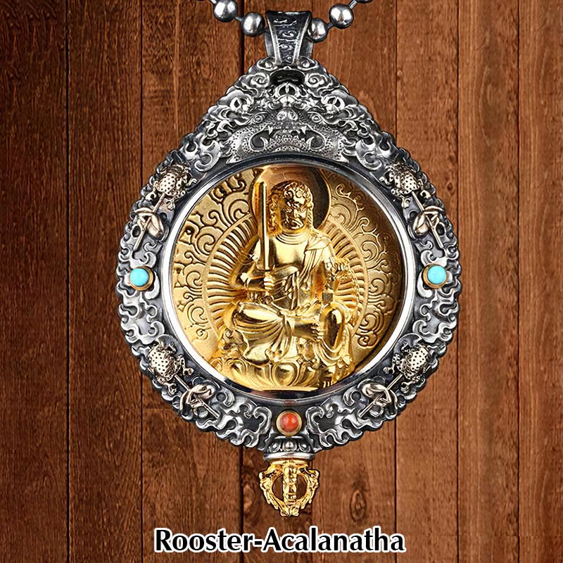 Chinese Zodiac Natal mystic zen Thangka Nine Palaces Eight Diagrams Wealth Rotatable Necklace Pendant