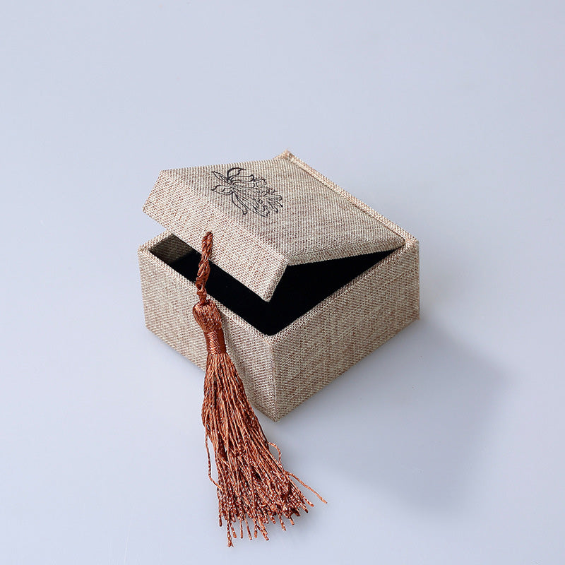 Lotus Pattern Jewelry Storage Box Gift Box Tassels