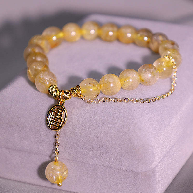 Citrine Lucky Fu Character Happiness Bracelet