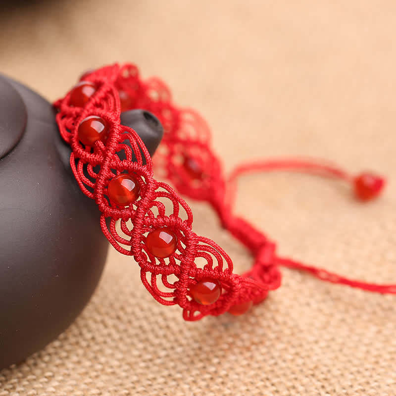Red Agate Confidence Red String Bracelet