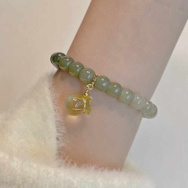 Natural Hetian Jade Money Bag Charm Bead Prosperity Bracelet