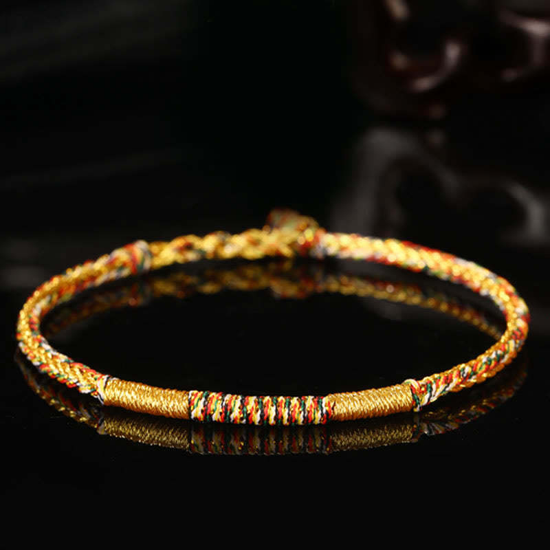 Handmade Gold Multicolored Rope Protection Braided Bracelet Anklet