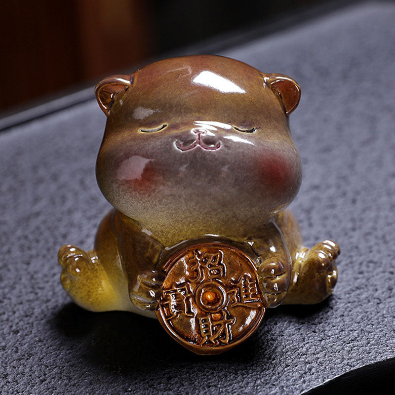 Color Changing Cute Mini Cat Resin Tea Pet Wealth Home Figurine Decoration