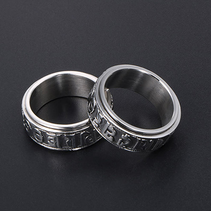 Tibetan Om Mani Padme Hum Titanium Steel Spinner Balance Ring