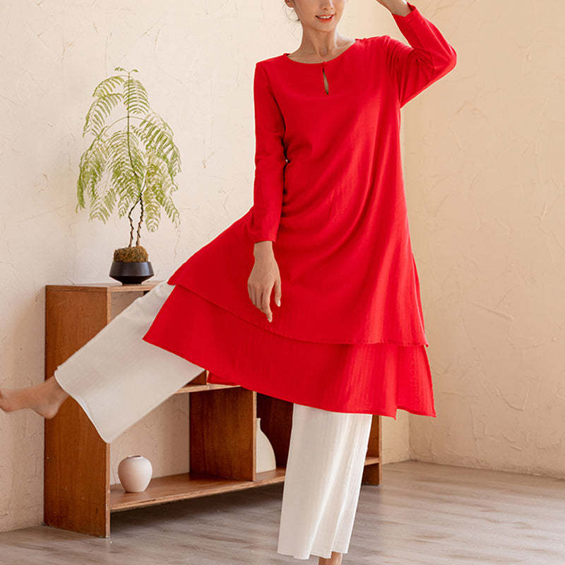 2Pcs Simple Design Tai Chi Meditation Yoga Clothing Top Pants Women's Set