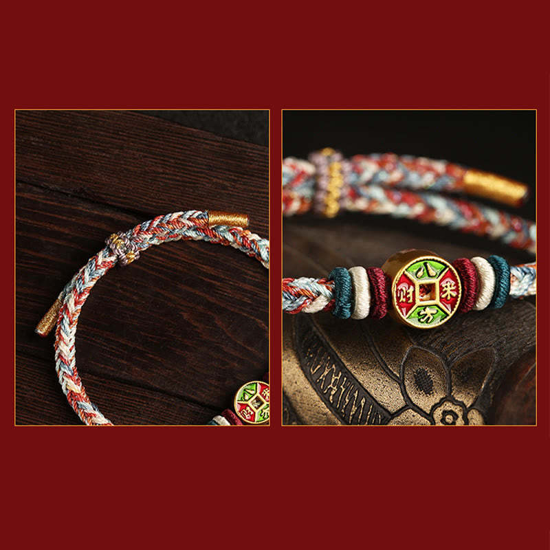 ???A Flash Sale-  Colorful Rope Wealth Comes From All Directions Handmade Eight Thread Peace Knot Luck Bracelet