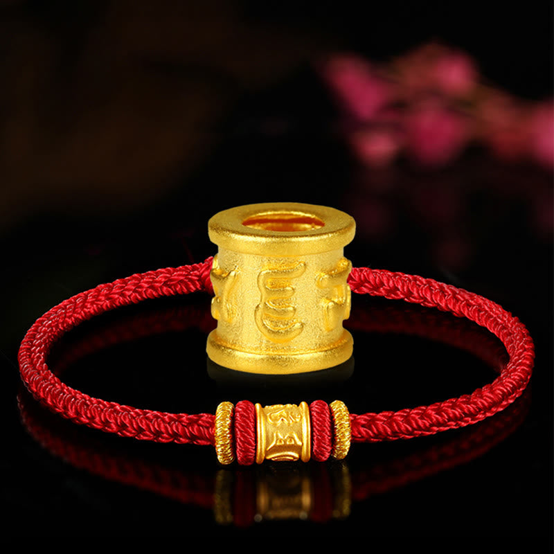 Tibet 999 Gold Om Mani Padme Hum Engraved Protection?Lucky Bead Bracelet