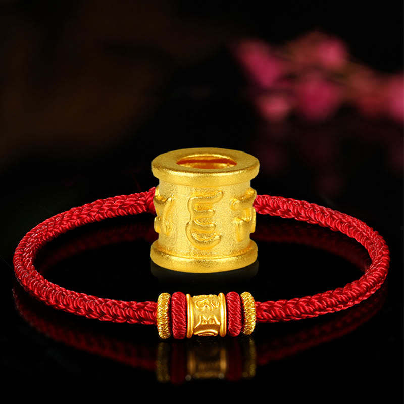 Tibet 999 Gold Om Mani Padme Hum Engraved Protection?Lucky Bead Bracelet