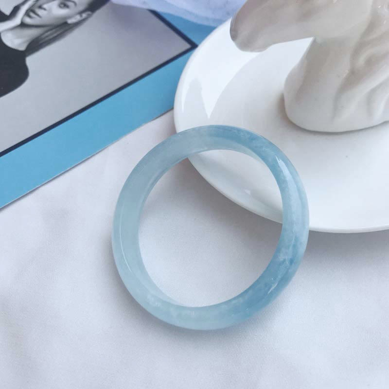 Natural Aquamarine Blessing Bangle Bracelet (Extra 30% Off | USE CODE: FS30)