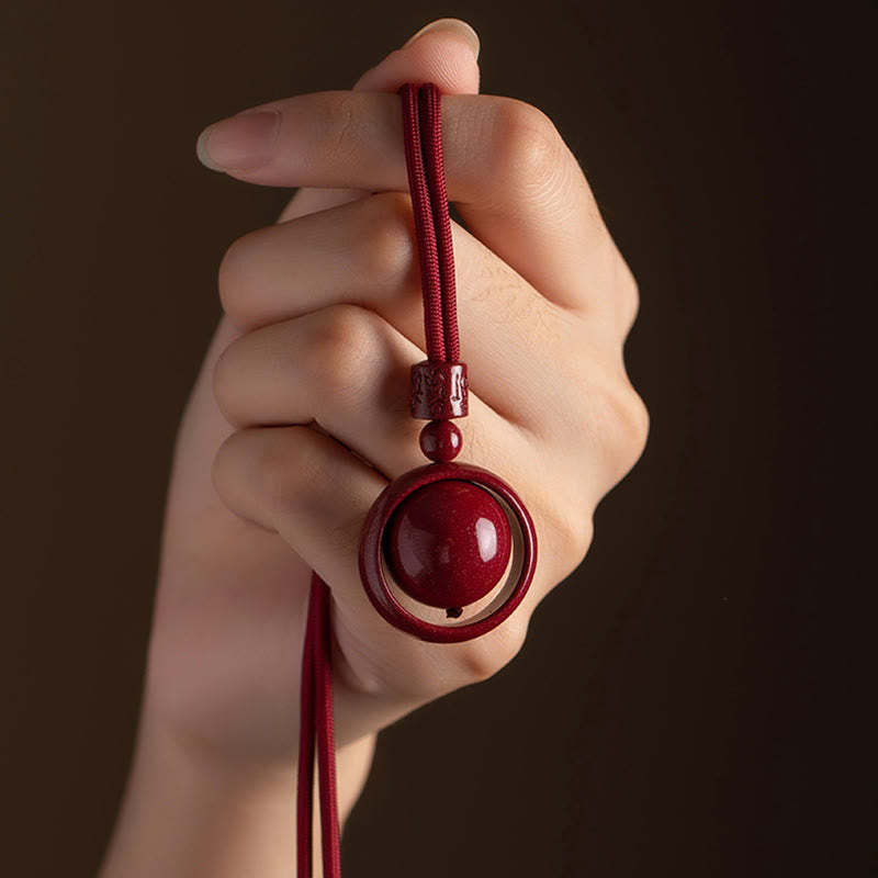 Cinnabar Om Mani Padme Hum PiXiu Blessing Lucky Bead Necklace Pendant
