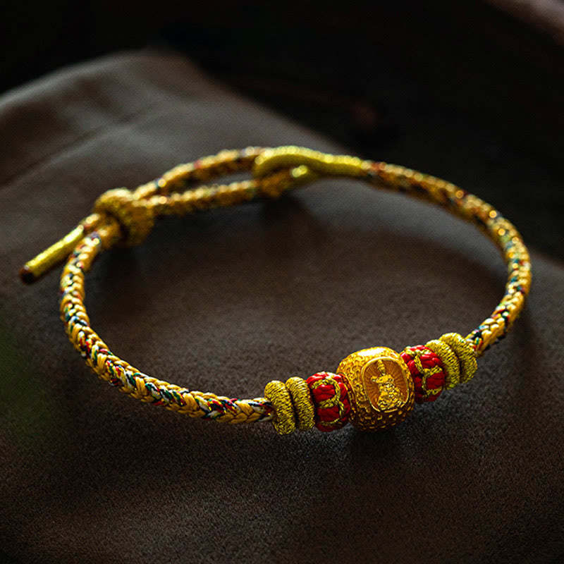 999 Gold Chinese Zodiac Natal mystic zen Year of the Snake Luck Handcrafted Rope Bracelet