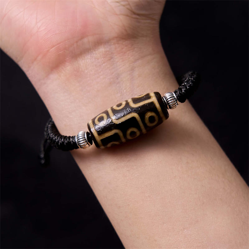 Tibetan Nine-Eye Dzi Bead Three-eyed Dzi Bead Wealth Protection Rope Bracelet