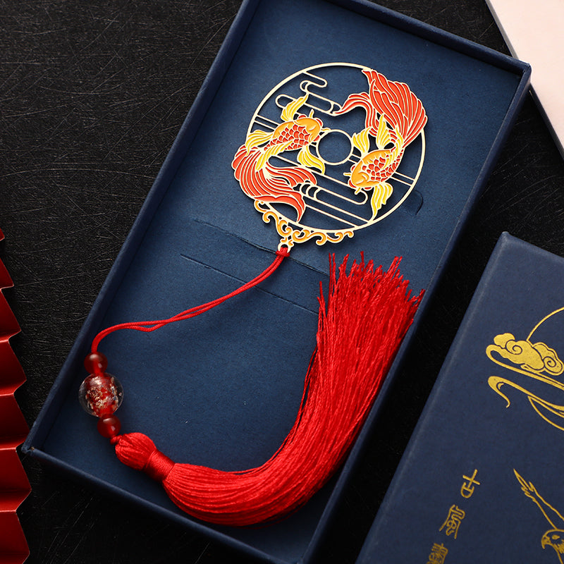 Gold Koi Fish Metal Brass Hollow Bookmark