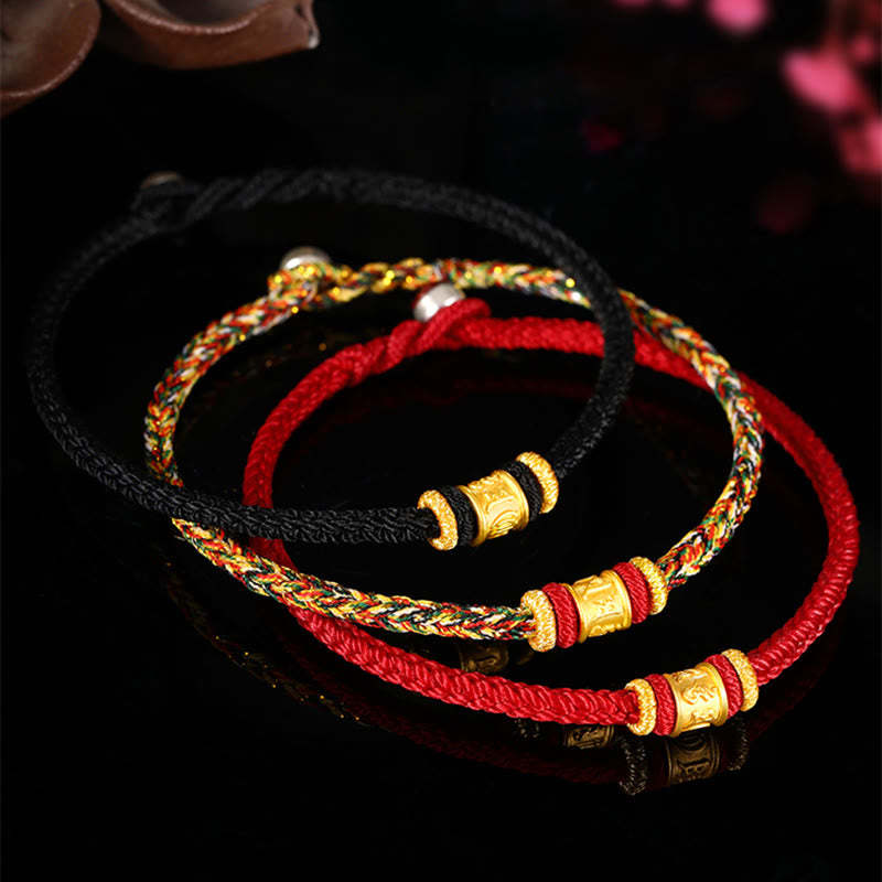 Tibet 999 Gold Om Mani Padme Hum Engraved Protection?Lucky Bead Bracelet
