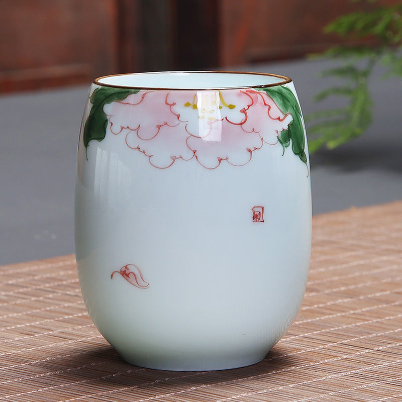 Koi Fish Lotus Landscape Dandelion Peony Flower Ceramic Teacup Kung Fu Tea Cup