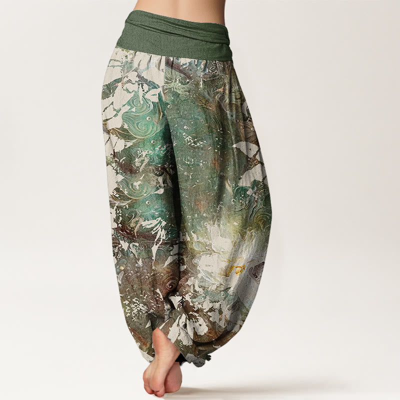 Casual Flowers Fish Pattern Women's Elastic Waist Harem Pants