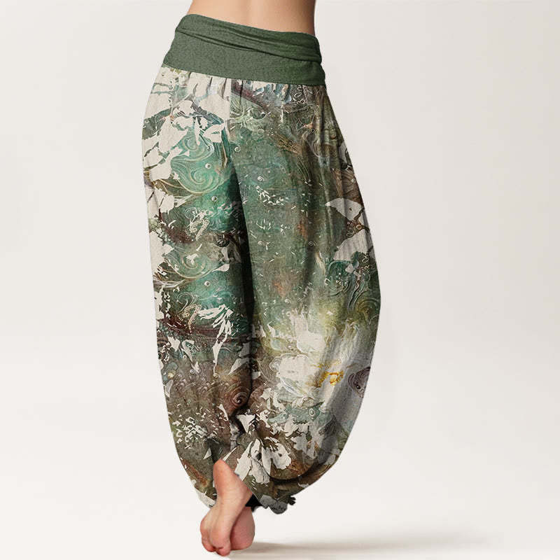 Casual Flowers Fish Pattern Women's Elastic Waist Harem Pants
