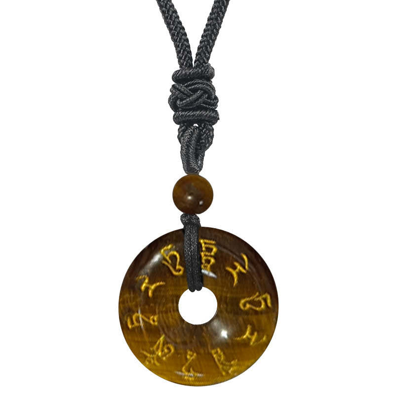Green Tara Mantra Natural Various Crystal Black Obsidian Fulfilment Necklace Pendant