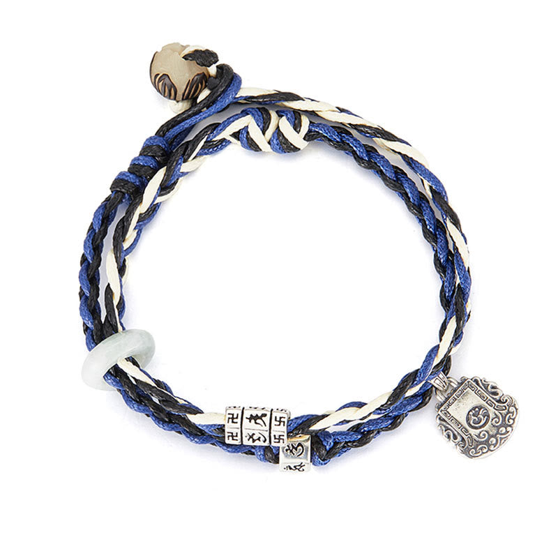 925 Sterling Silver Om Mani Padme Hum Swastika Handmade Protection Bracelet