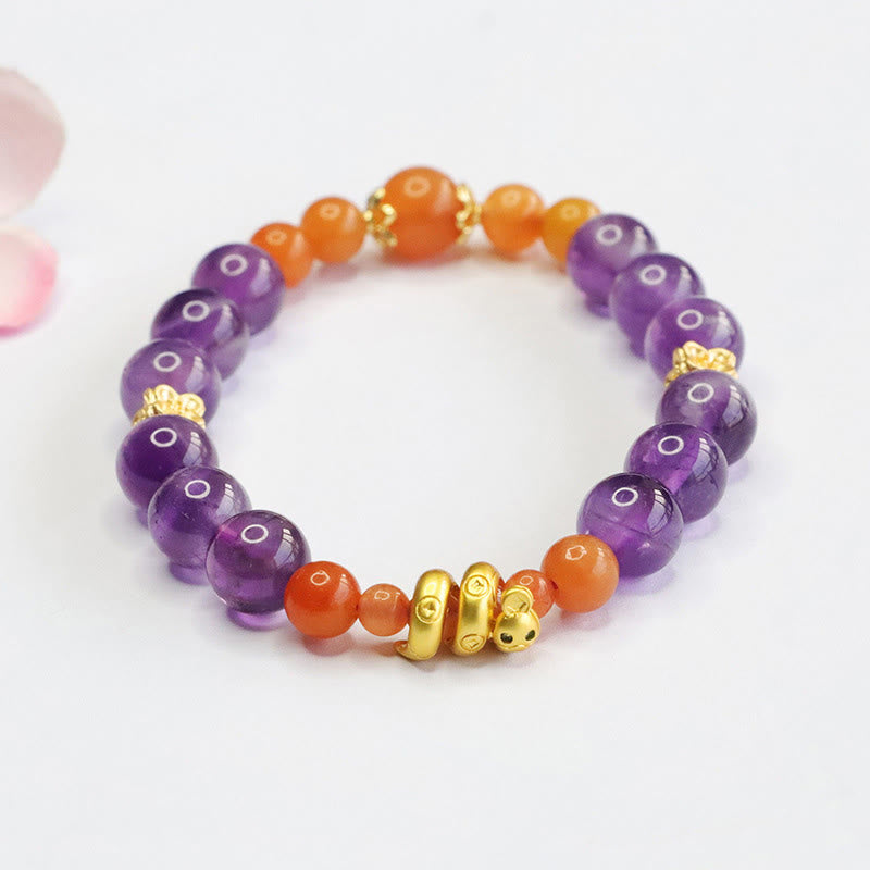 Amethyst Golden Silk Jade Year of the Snake Balance Bracelet