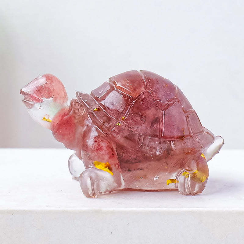 Natural Crystal Gravel Drip Resin Small Turtle Decoration Statue