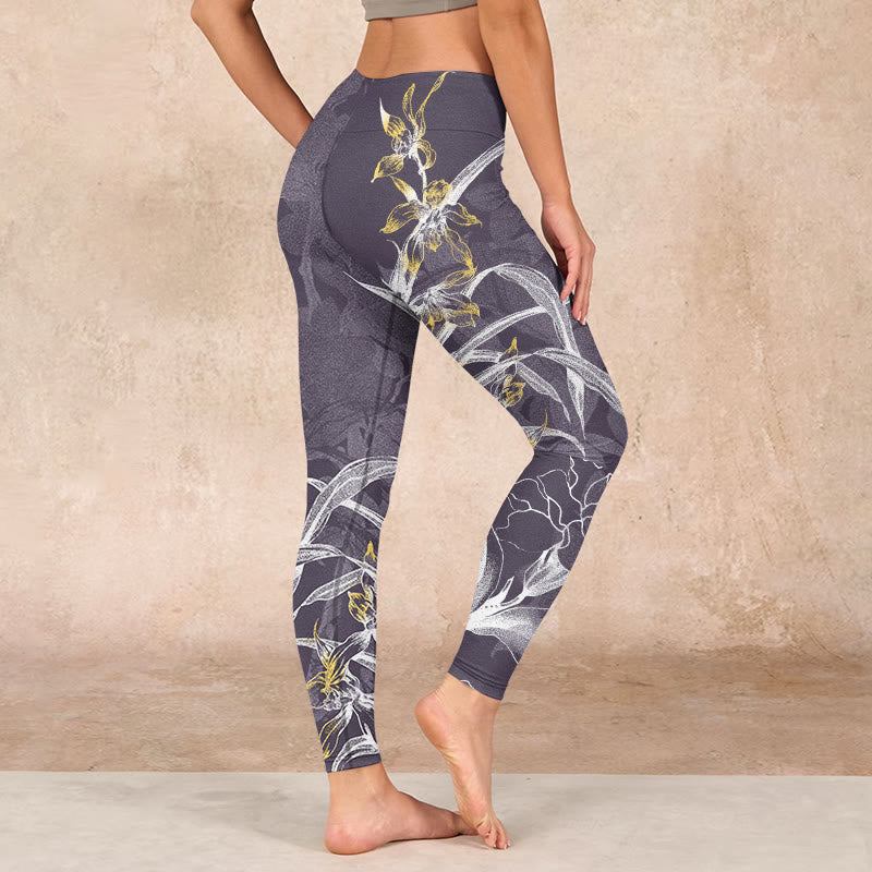 Orchid Flower Roses Gym Leggings Women's Yoga Pants