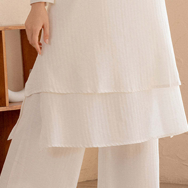 2Pcs Simple Design Tai Chi Meditation Yoga Clothing Top Pants Women's Set