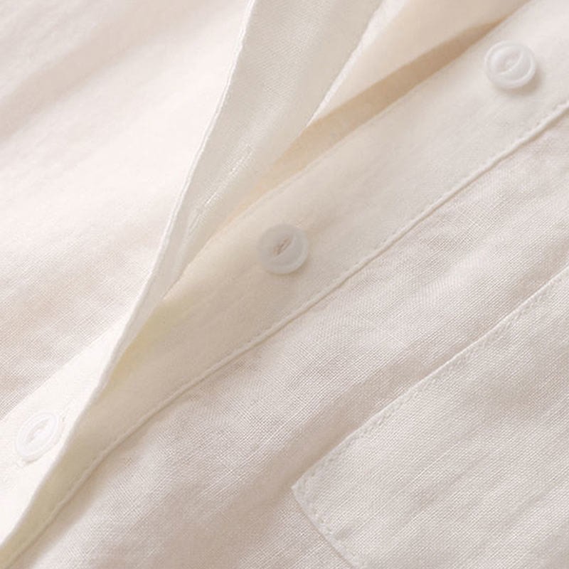 Casual Women's V-neck Three Quarter Sleeve Design Plain Cotton Linen Shirt