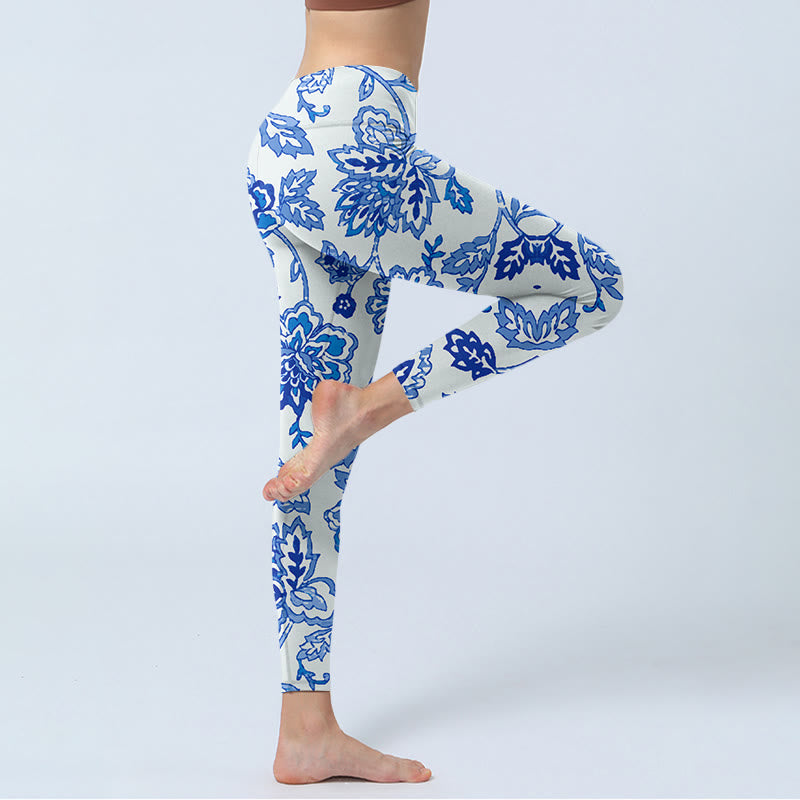 Flowers Print Gym Leggings Women's Yoga Pants