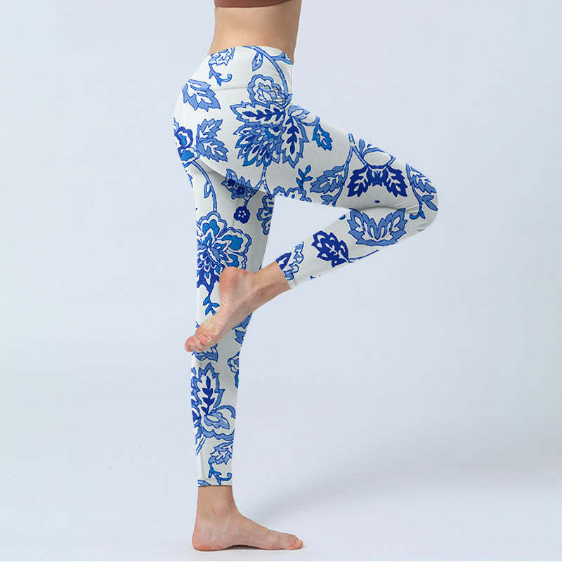 Flowers Print Gym Leggings Women's Yoga Pants