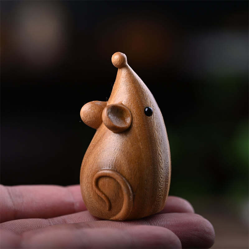 Small Cat Mouse Green Sandalwood African Red Rosewood Peace Home Decoration