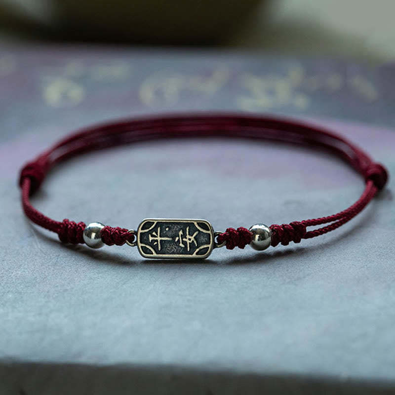 Handmade 925 Sterling Silver Peace And Joy Safe Well Protection Braided Bracelet