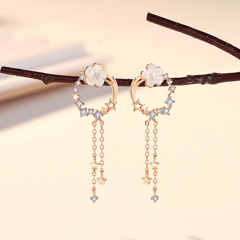925 Sterling Silver Flower Butterfly Love Necklace Pendant Earrings Set