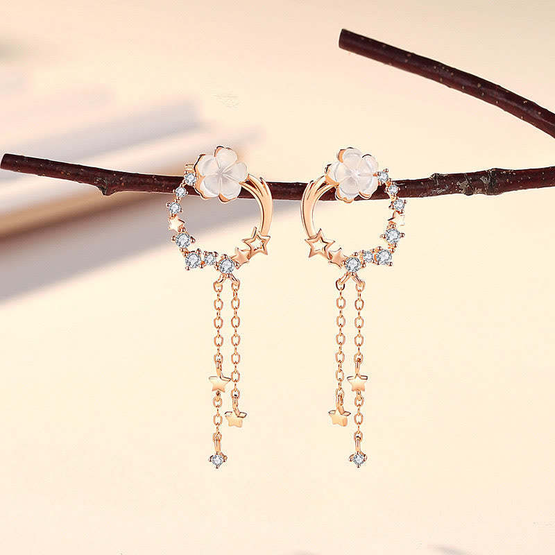925 Sterling Silver Flower Butterfly Love Necklace Pendant Earrings Set
