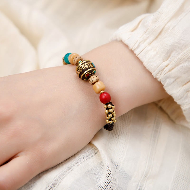 Tibetan Turquoise Om Mani Padme Hum Protection Strength Bracelet