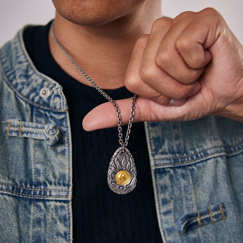 999 Sterling Silver 999 Gold Tai Chi Yin Yang Necklace Pendant