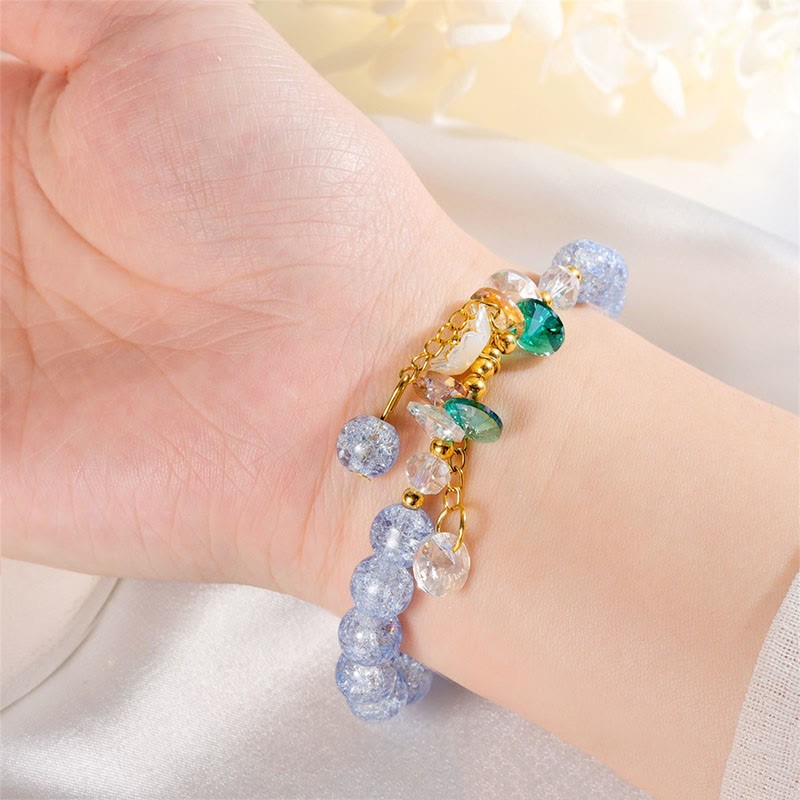 Simple Design Flower Charm Glass Bead Bracelet