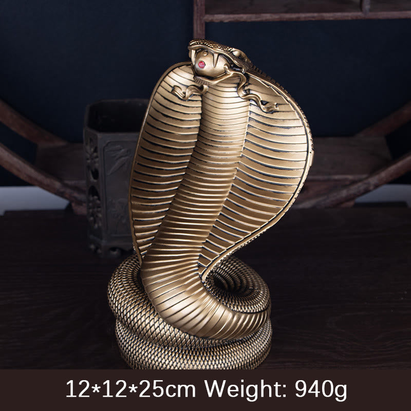 Year Of The Snake Golden Bronze Cobra Resin Statue Home Decoration