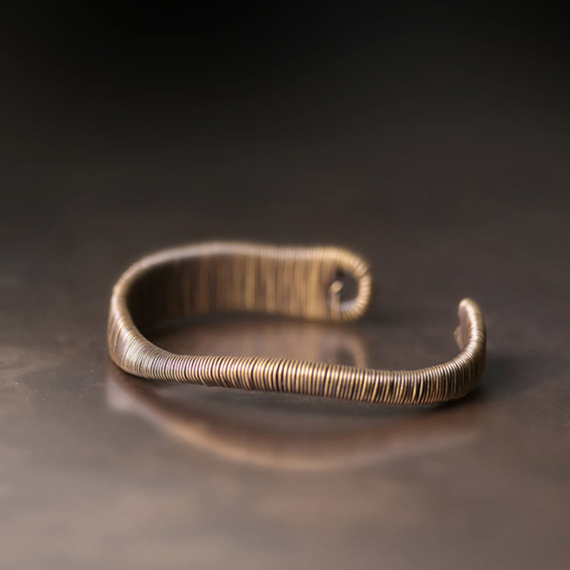 Simple Design Wrapped Copper Luck Wealth Adjustable Cuff Bracelet