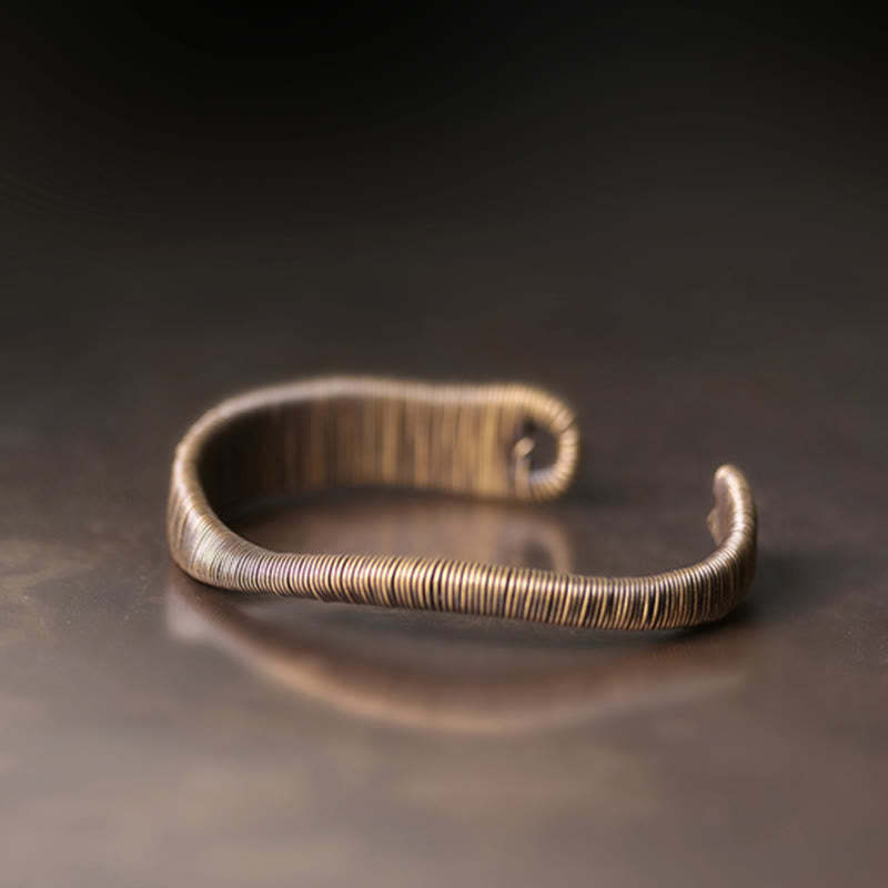 Simple Design Wrapped Copper Luck Wealth Adjustable Cuff Bracelet